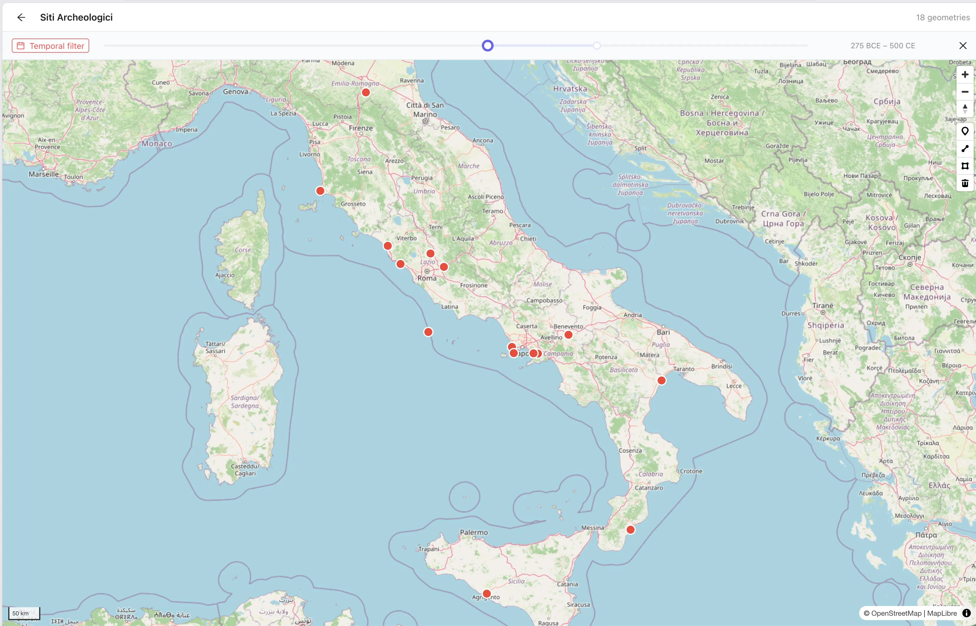 Mappa dinamica con filtro temporale