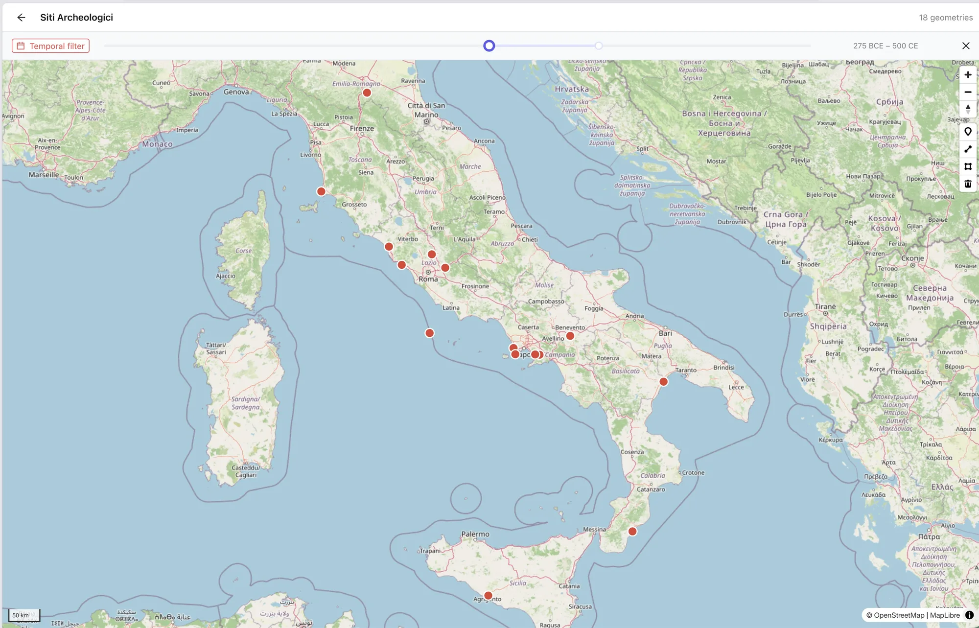 Dynamic map with a temporal filter