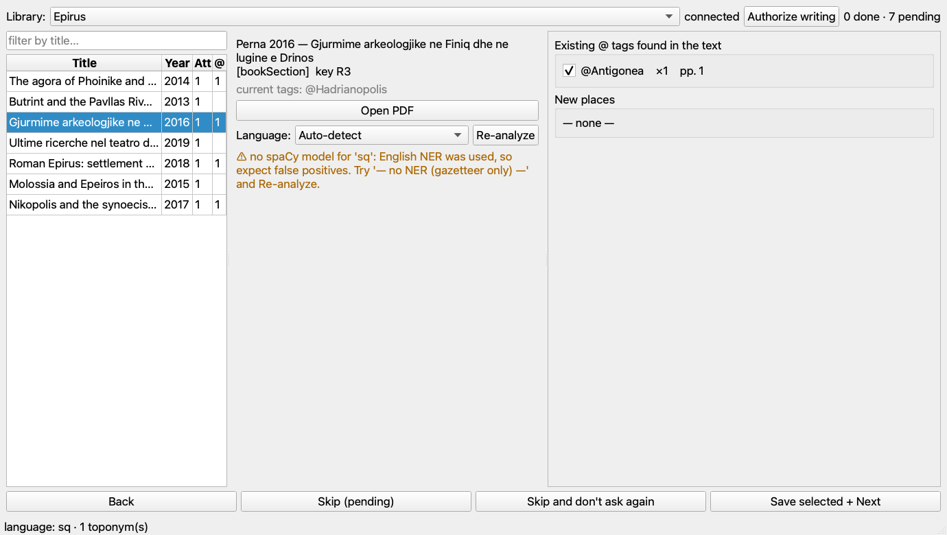 Warning when the language model is missing: gazetteer-only mode is suggested