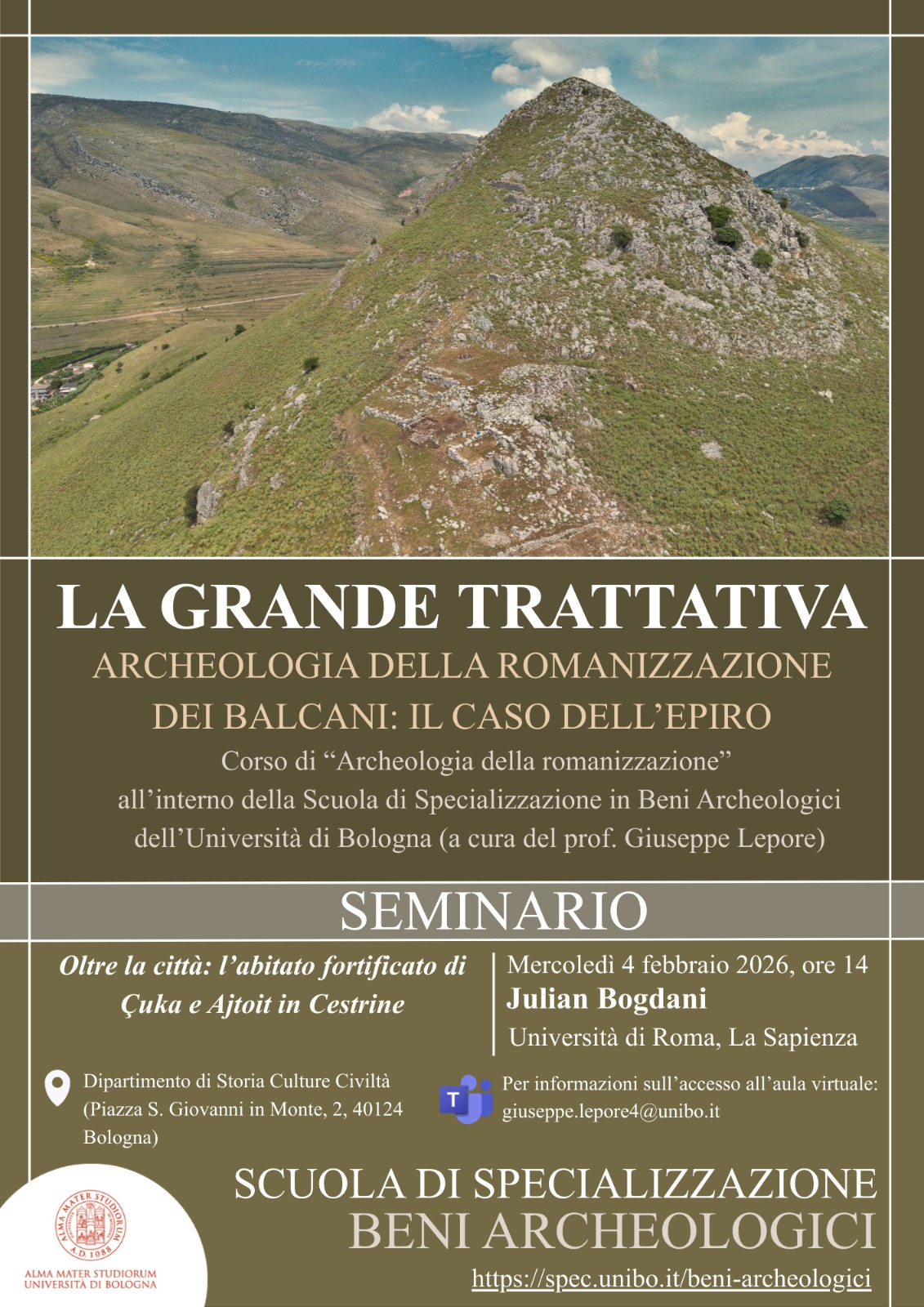 Oltre la città: seminario presso la Scuola di Specializzazione in Beni Archeologici dell'Università di Bologna