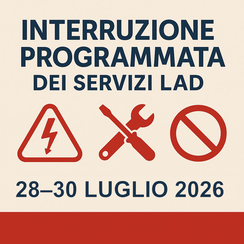 Interruzione programmata dei servizi LAD per manutenzione GARR Cloud