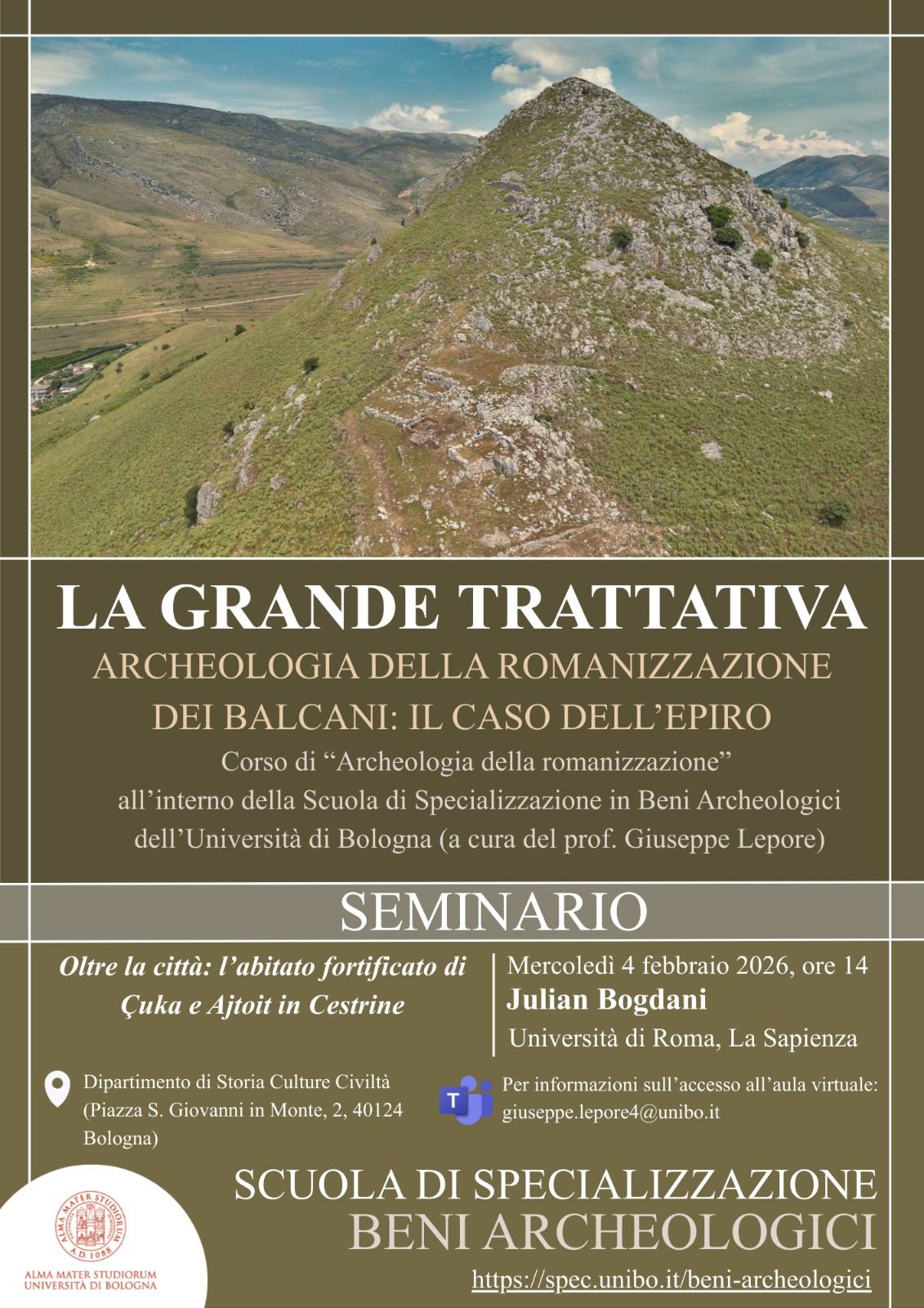 Oltre la città: seminario presso la Scuola di Specializzazione in Beni Archeologici dell'Università di Bologna