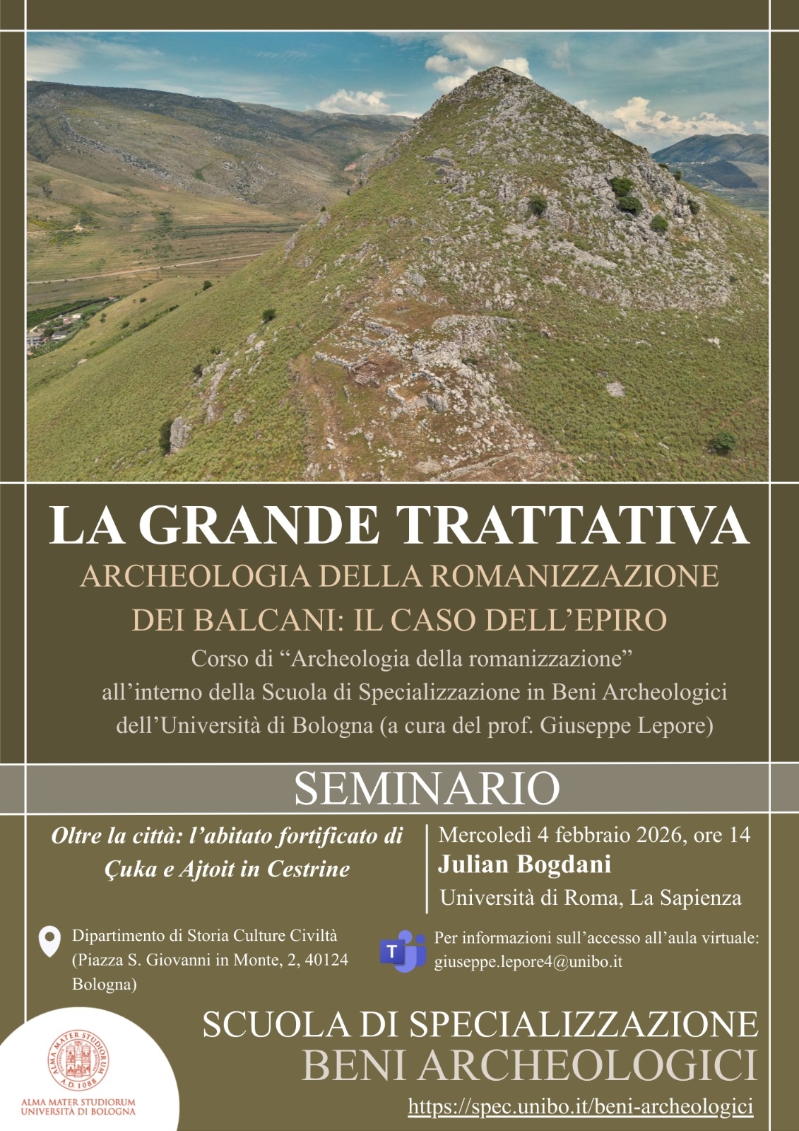 Oltre la città: seminario presso la Scuola di Specializzazione in Beni Archeologici dell'Università di Bologna di null